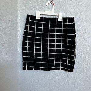 Shein Black Pencil Skirt with White Square Pattern